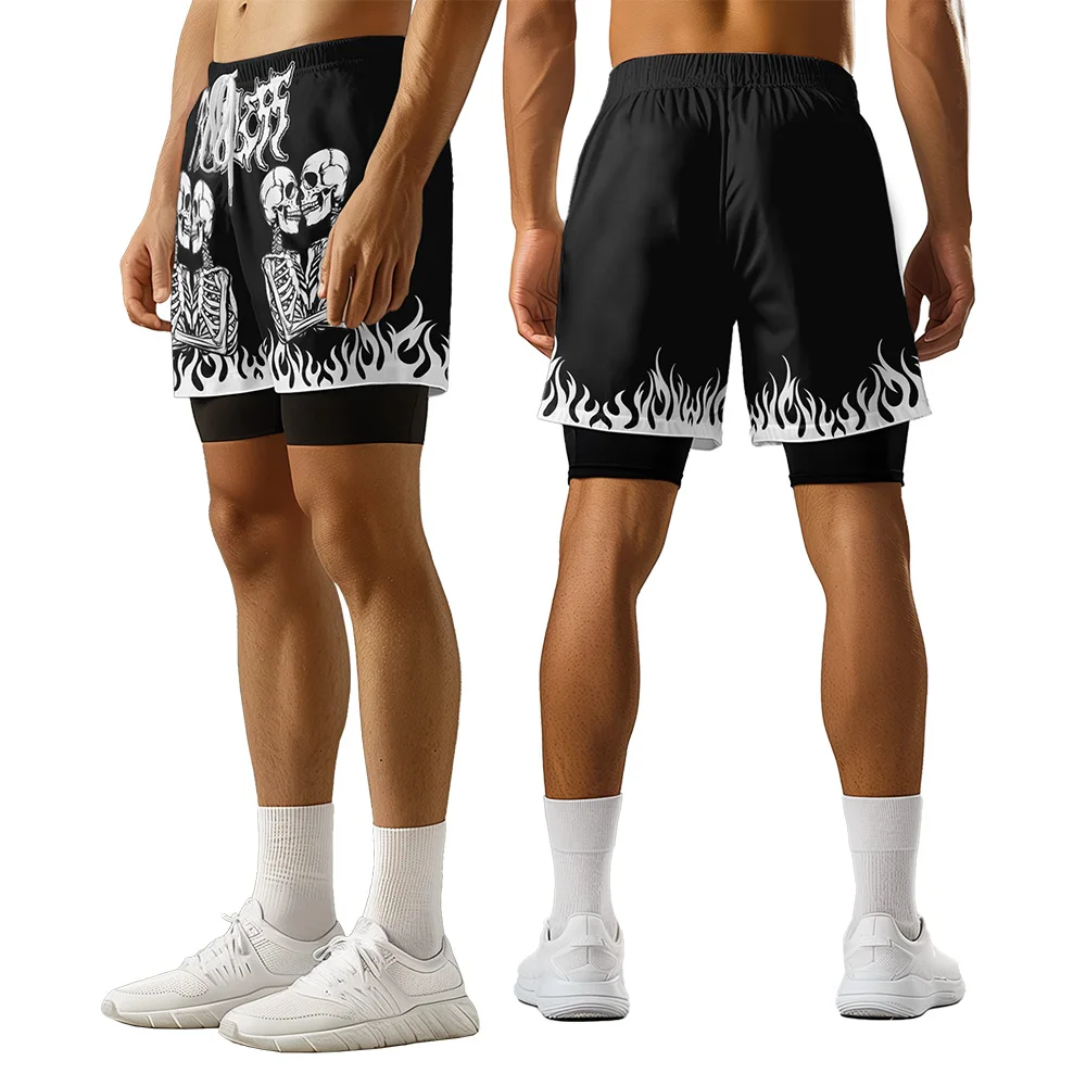 

Original design Summer Skeleton Man embrace 3D premium printed casual trend sports letters High Street skateboarding camo shorts