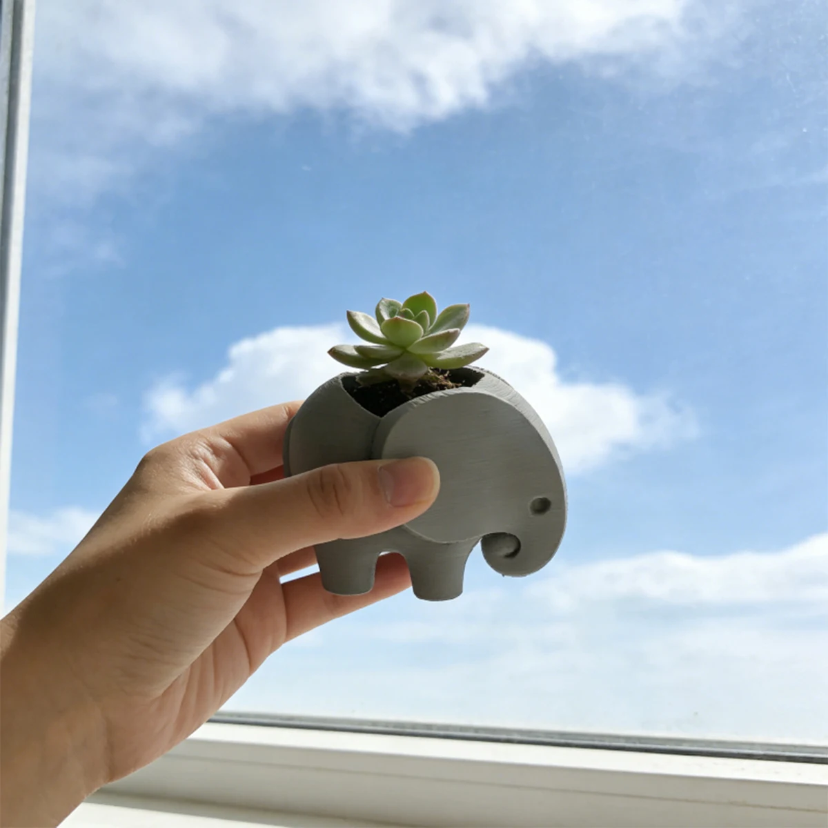 1pc Mini Elephant Succulent Planter Pot with Drainage Hole, Small Cactus Pot, for Desk Shelf Balcony, Indoor/Outdoor Use