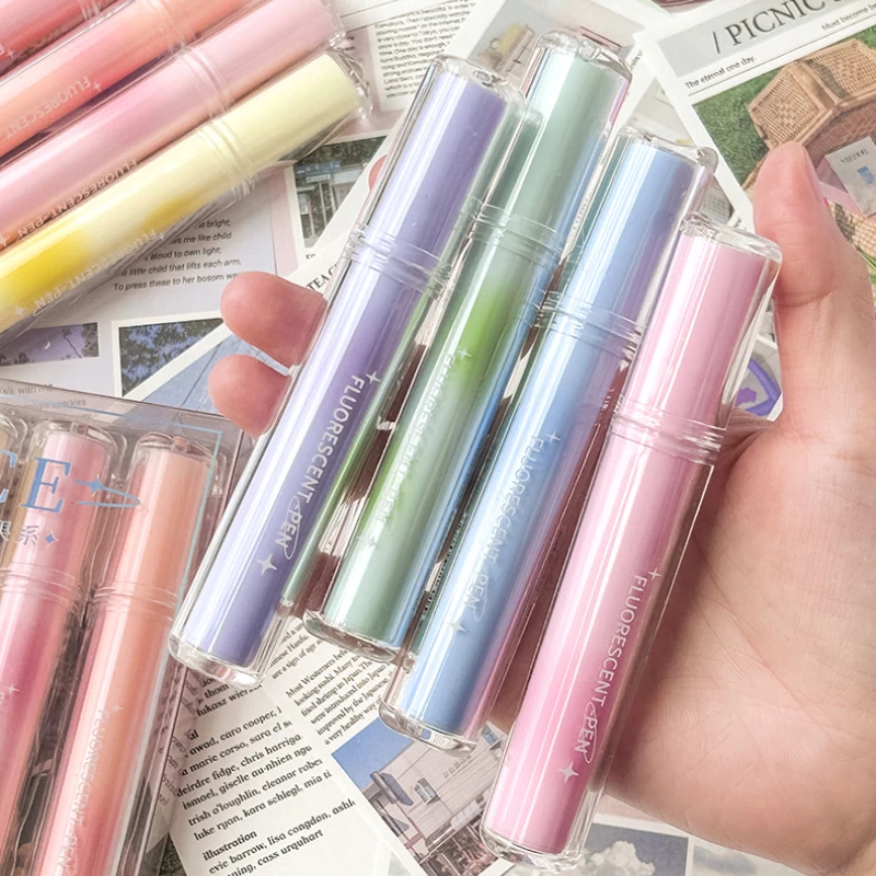 

4 шт./кор. INS прозрачный тюбик для губной помады, хайлайтер для девочек, эстетические канцелярские принадлежности, заметки, ключевые слова, маркеры для нижнего белья, школьные принадлежности