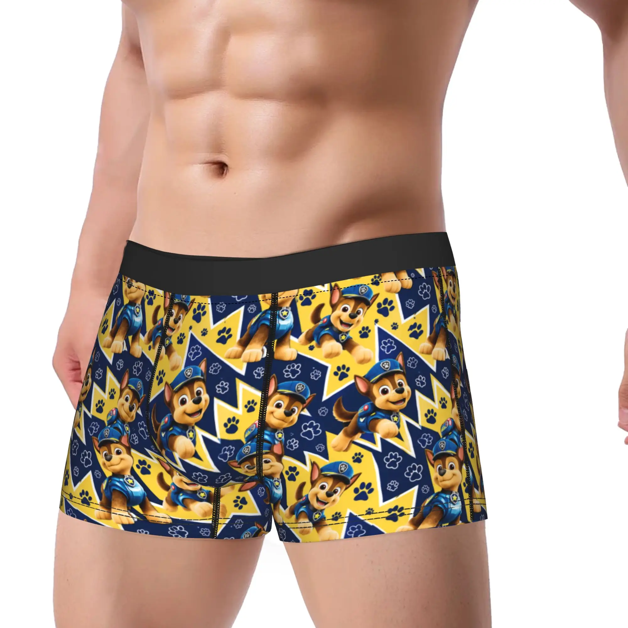 Paw Dogs Blue Police Puppy Underwear  Comfortable Underpants Custom Boxer Brief For Male 3D Pouch Oversize Boxershorts
