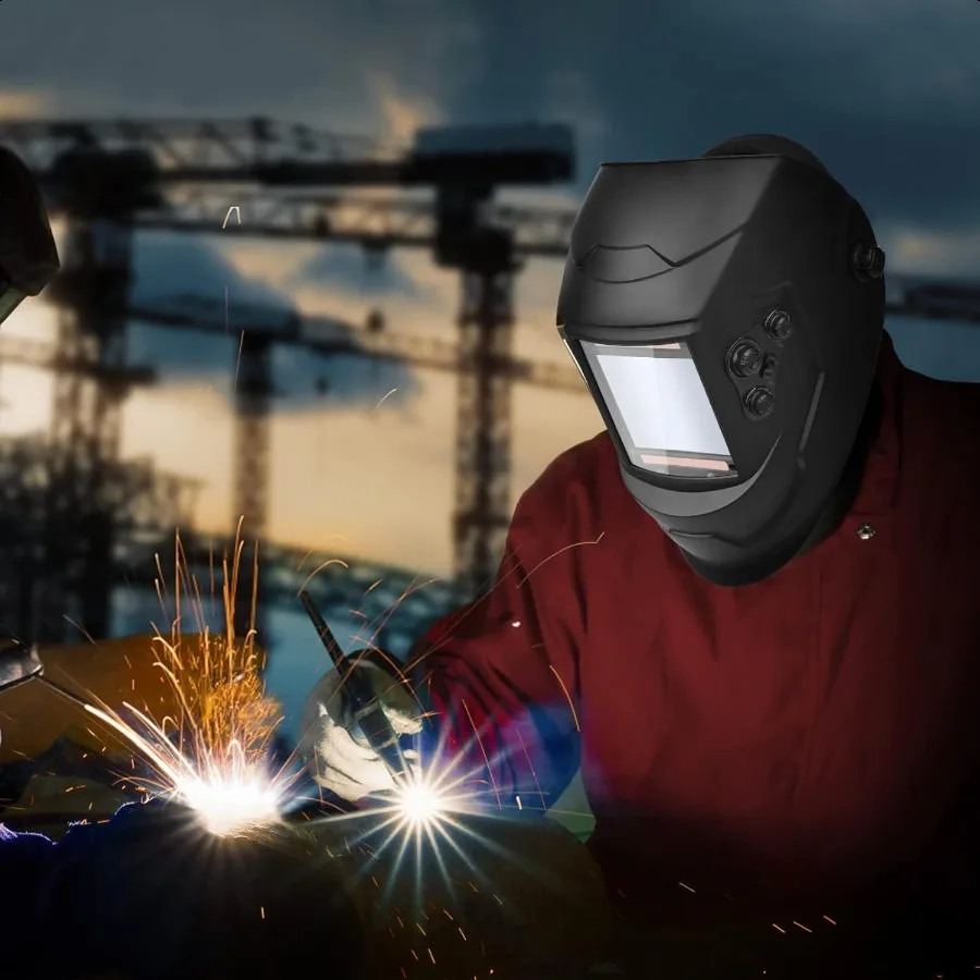 溶接ヘルメット自動遮光溶接マスク 3.94 x 3.66 大型ビュー トゥルーカラー ソーラー駆動 調整可能なシェード範囲 4 59 913