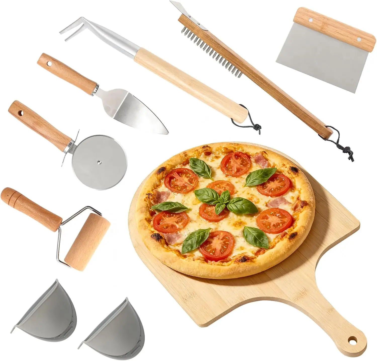 

Набор аксессуаров - универсальный набор инструментов для приготовления пиццы для домашних и уличных печей, включает лопатку для пиццы, щетку для духовки, B