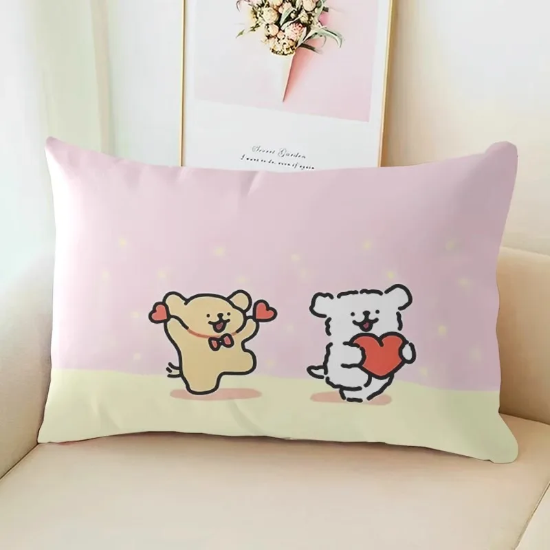 MINISO cute cartoon line puppy print pillowcase simple home room decoration sofa cushion cover bed sleeping pillowcase