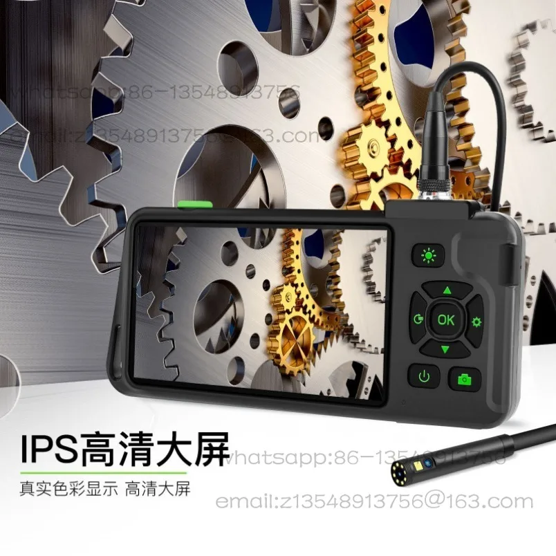 Industrial endoscope 5 inch IPS high definition screen 5.5mm dual camera endoscope car pipe portable 15 meters wire