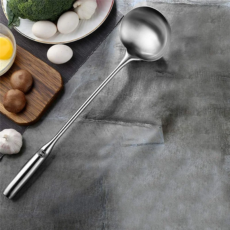 Soup Ladle, Wok Spatula,the Longer Handle Shovel Spoon Rustproof, Heat Resistance, Integral Forming Durable Stainless HGC