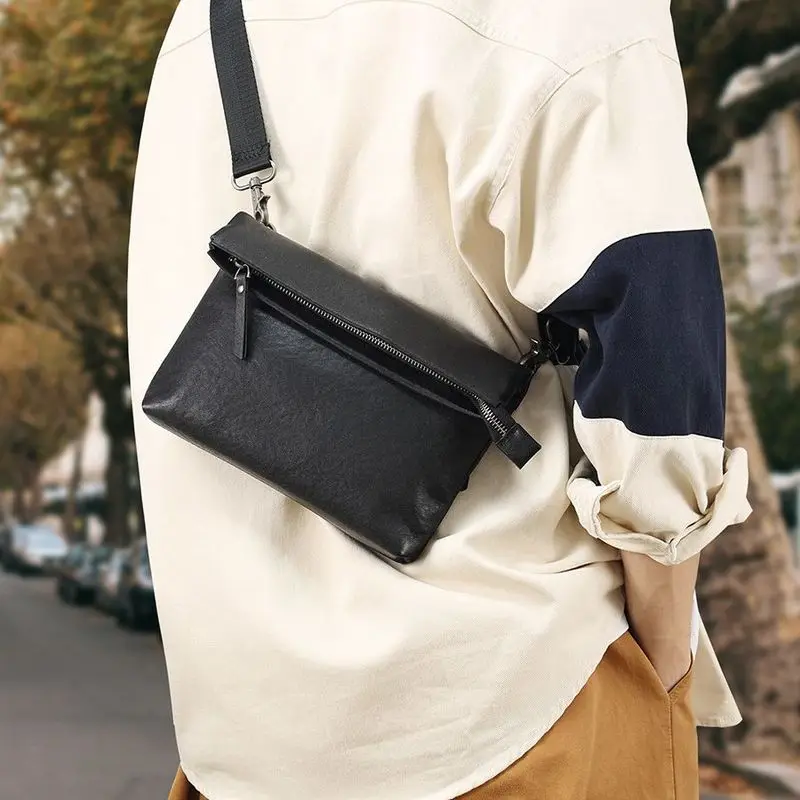 New multi-functional genuine leather men's crossbody bag genuine leather single-shoulder crossbody bag men casual commuting bag