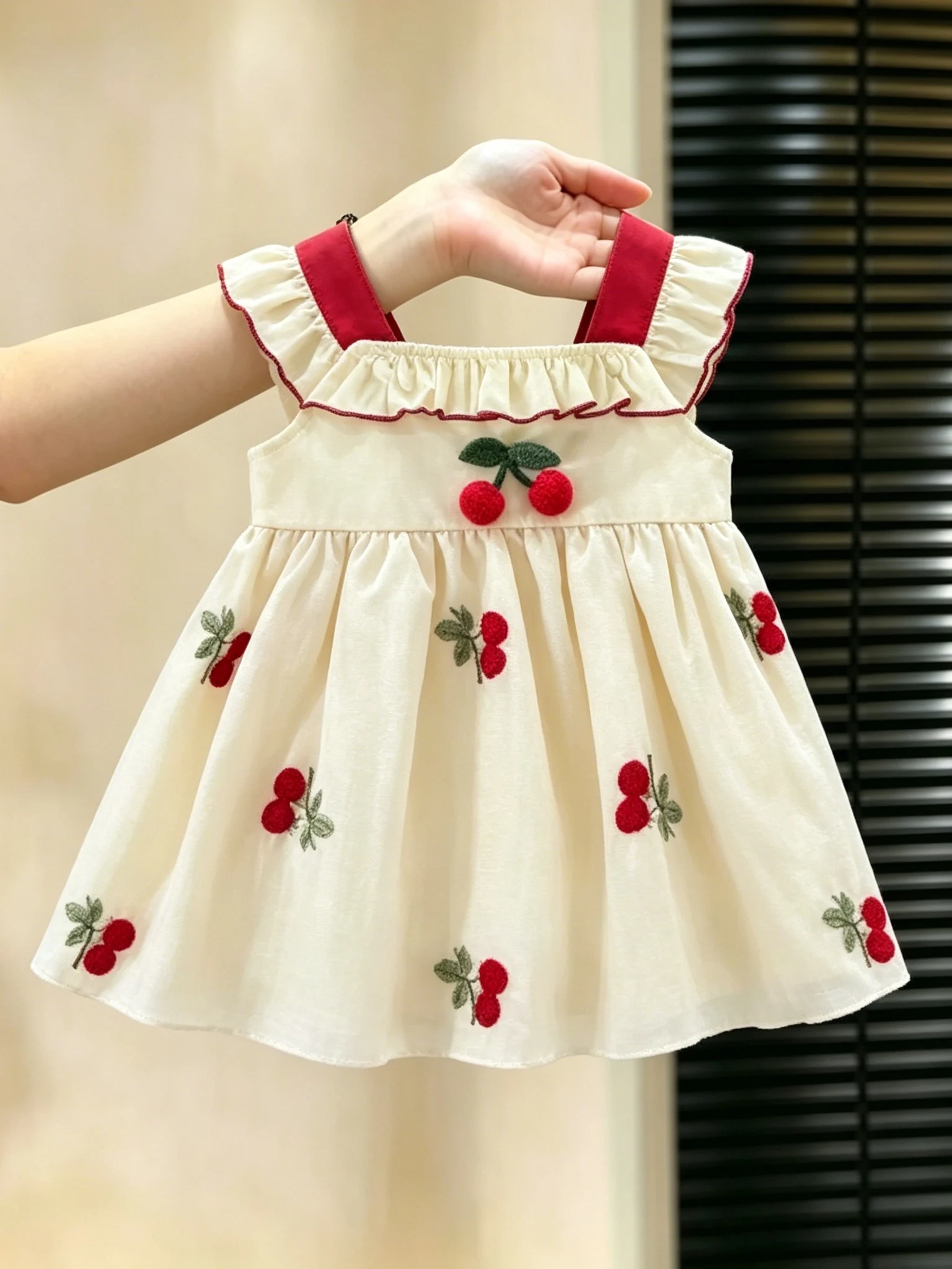 Vestido de Chiffon para Meninas com Bordado, Moda de Praia, Roupas Infantis Elegantes e Leves, Sem Mangas