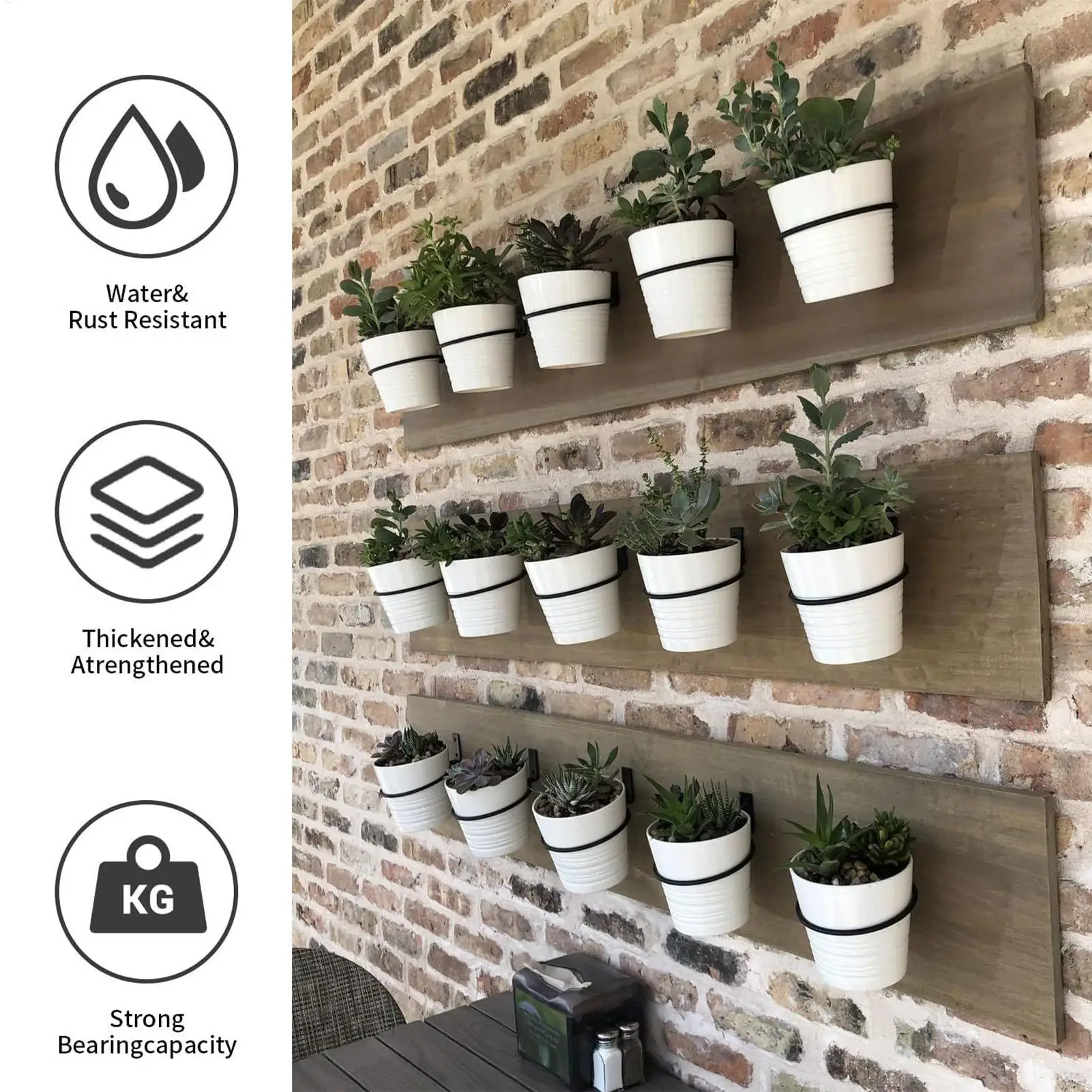 Wall Mount Plant Holder 6-Pieces Flowerpot Support Metal Mount Wall Flower Container Display for Home Apartment Farmhouse