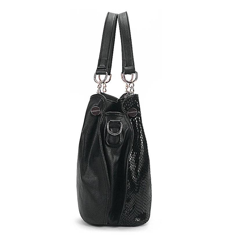 Tassel Classic Serpentine Shoulder Bags For Women Shiny Leather Large Capacity Genuine Leather Tote Handbags