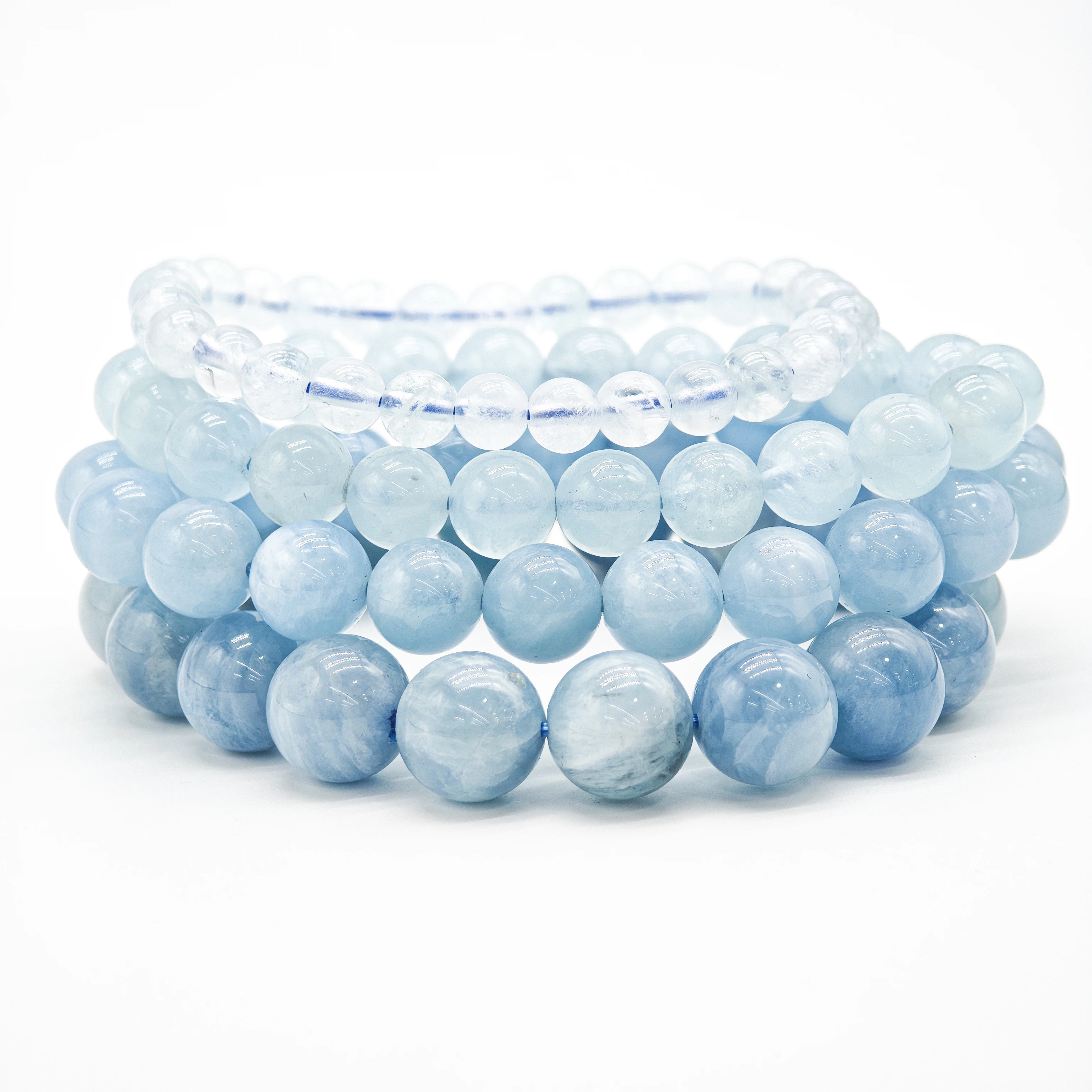 

This Gorgeous Aquamarine Bracelet with 4/6/8/10/12mm Beads, Boosting Your Charm and Confidence, Attracting Love and Blessed Luck