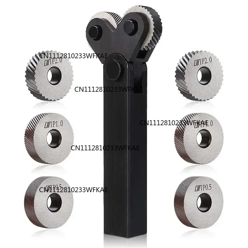 7PCS Knurling Tool 0.5/1/2mm Diagonal Dual Wheel Linear Knurl Set Steel Lathe Cutter Wheel Knurling Tool Holder Hob Set Nice New