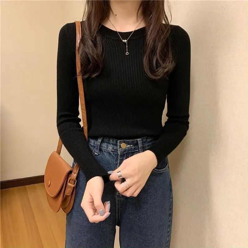 

2023 Spring Casual Long Sleeve Knitted Sweater Women Autumn Pullover Sweaters Korean Style Winter Slim Pull Knitwear J111