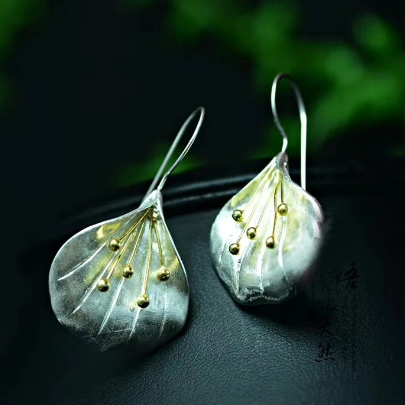 925 Sterling Silver Manual osobowość Długie kolczyki kwiatowe dla kobiet Biżuteria modowa sterling-silver-jewelry pendientes