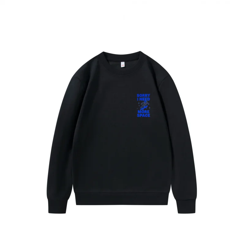 Men's Sweatshirt Black Sorry I Need More Space Astronaut Print for Casual Wear