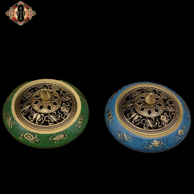

Brass Enamel Auspicious Eight Treasures Copper Live Creative Xuande Incense Burner Ornament