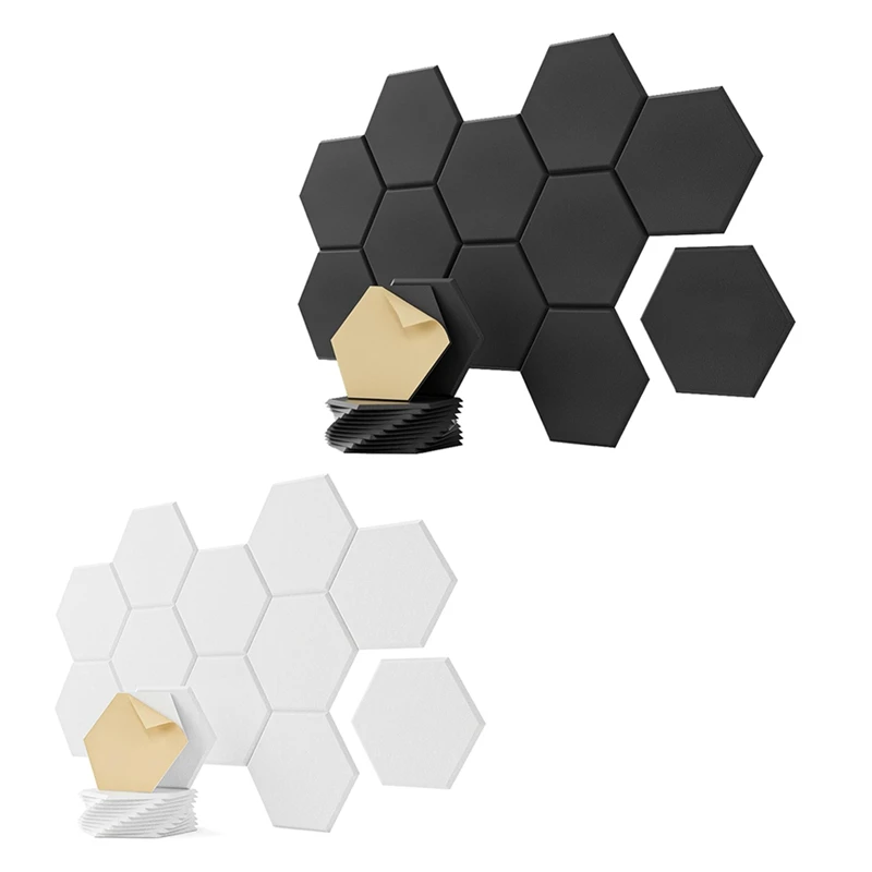 

ABJX New 12 Pack Acoustic Panels Sound,12 X 10 X 0.4 Inch Hexagon Self Adhesive Sound Proof Panels,For Bedroom,Home,Studio