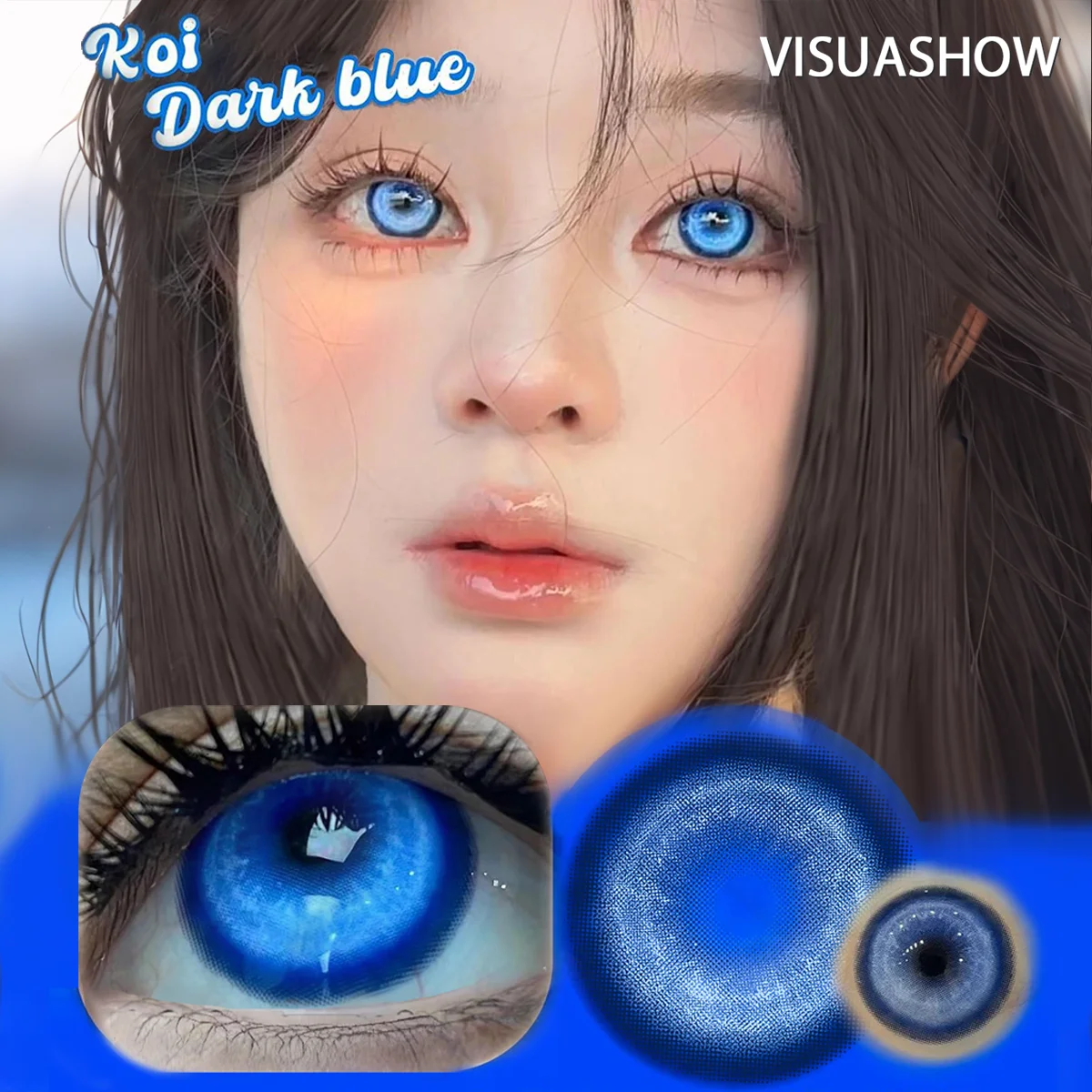 VISUASHOW Wunderschöne Blaue Farbige Kontaktlinsen, Weiche Linsen, Anime Cosplay & Cyber Cute Style, für Cosplay-Partys & Kostüm-Make-up