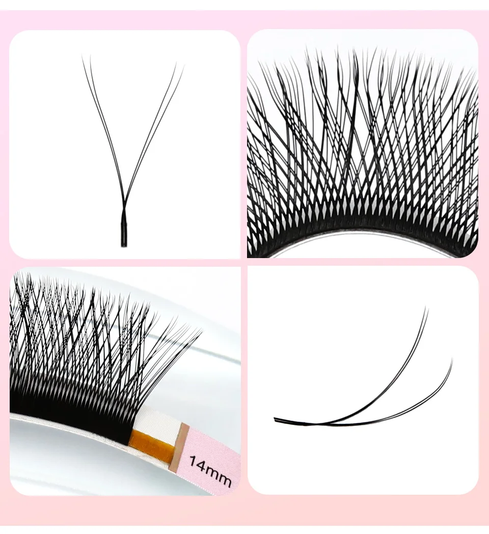 Yy einzelne Wimpern w geformte Blüte 2d 3d 4d automatische Blüte vorgefertigte Fans Wimpern verlängerungen weiches Licht blühende Cillios – Detail 15