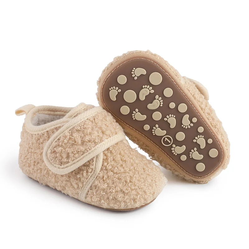 Autumn Winter Warm Baby Boots Infant Plush Soft Wool First Walkers Plush Thickened Shoes Newborn Anti-slip Footwear