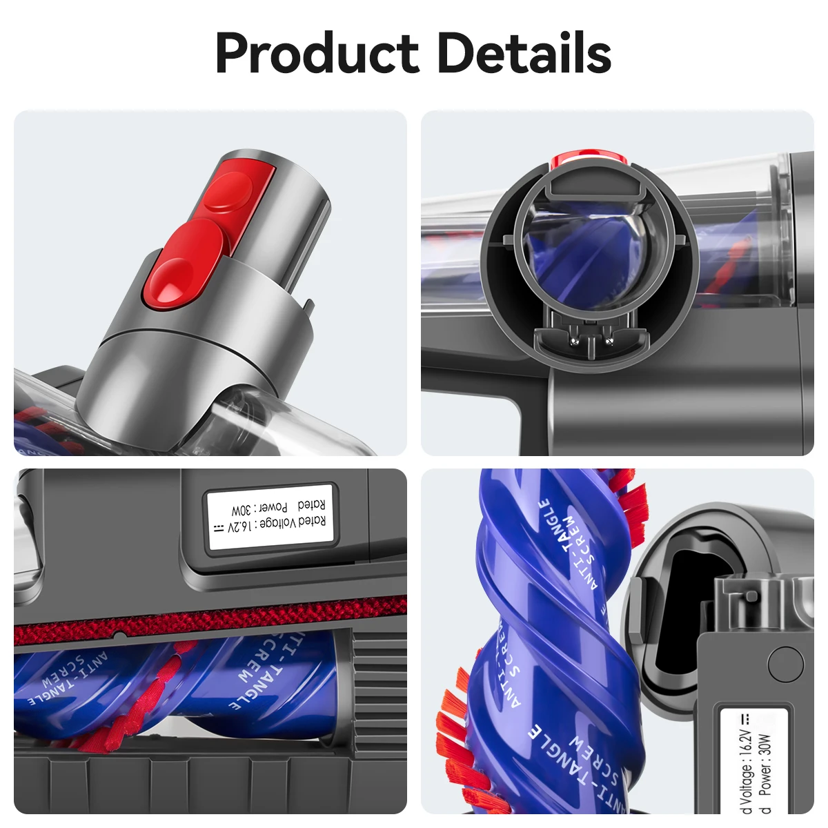 مرفق فرشاة صغير مضاد للتشابك متوافق مع مكنسة كهربائية لاسلكية V7 V8 V10 V11 V15، مثالية لأسرة الأرائك ومقاعد السيارة