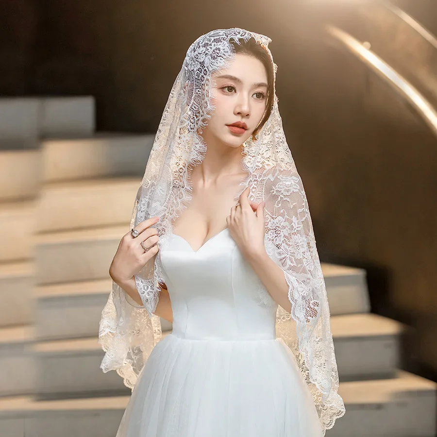 

Кружевной платок средней длины, новое поступление, черно-белая ажурная шаль для женщин