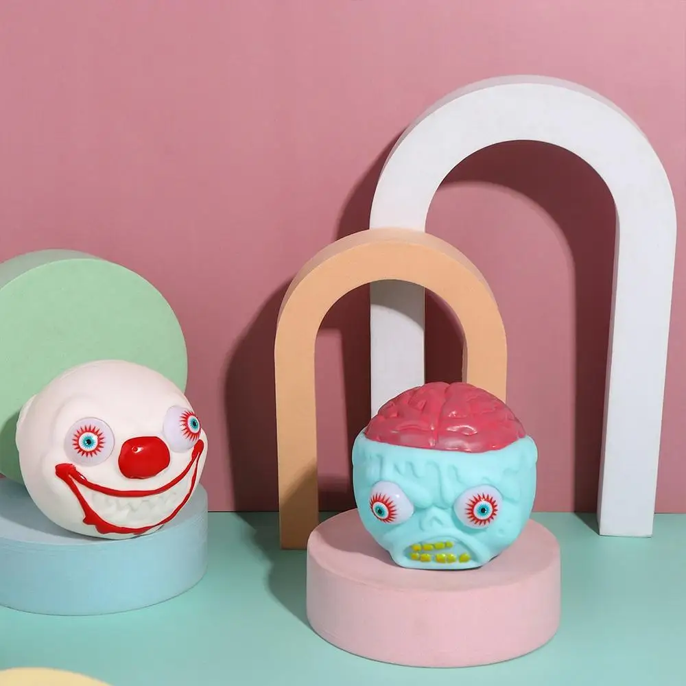 Elastisches, weiches, auffälliges Totenkopf-Spielzeug, Neuheit, langsamer Rückprall, Squeeze-Zappelspielzeug, Clown-Spinne, Halloween-Streich-Spielzeug, Geschenk