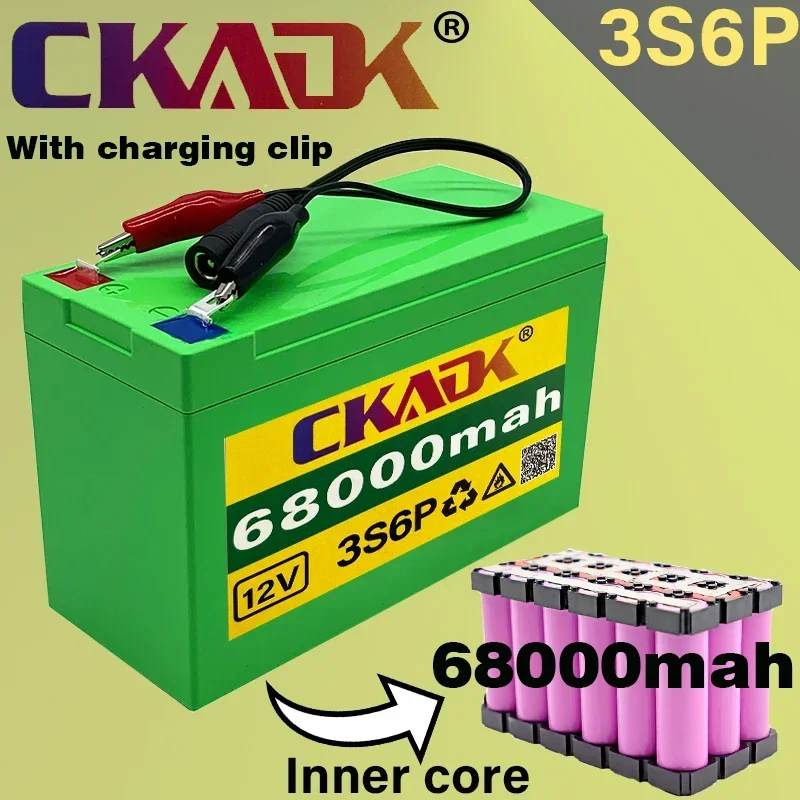 

New 12V68Ah 18650 battery pack 3S6P built-in high current 30A BMS, suitable for spray, trolley, children's electric vehicle BMS