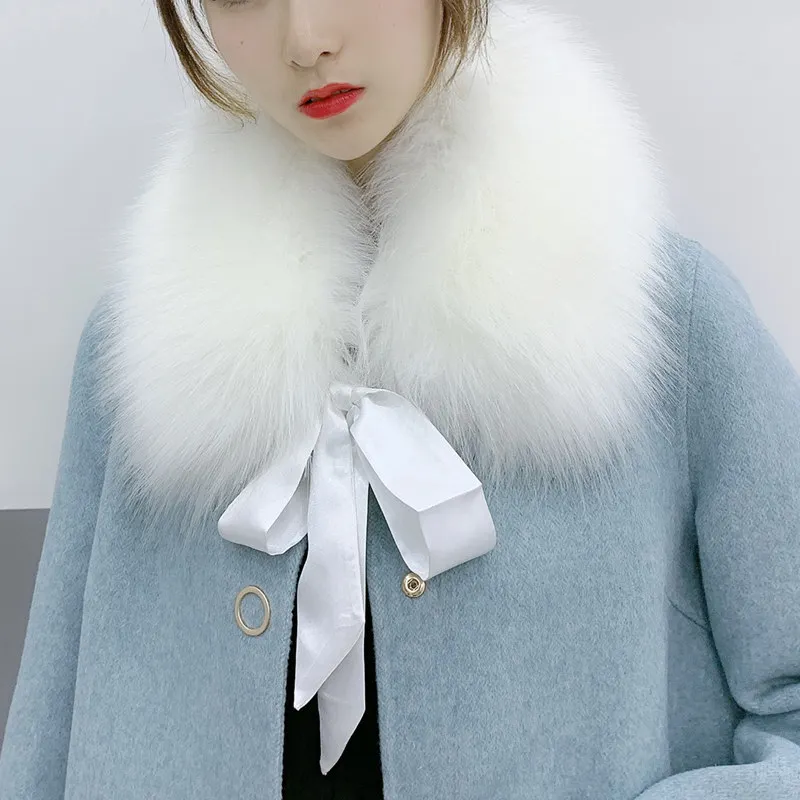 Luxury Faux Fox Fur Collar Winter Parka Coat Hood Fur Decor DIY Fake Fur Coat Racoon Fur Collar Fur Scarves Scarf Women