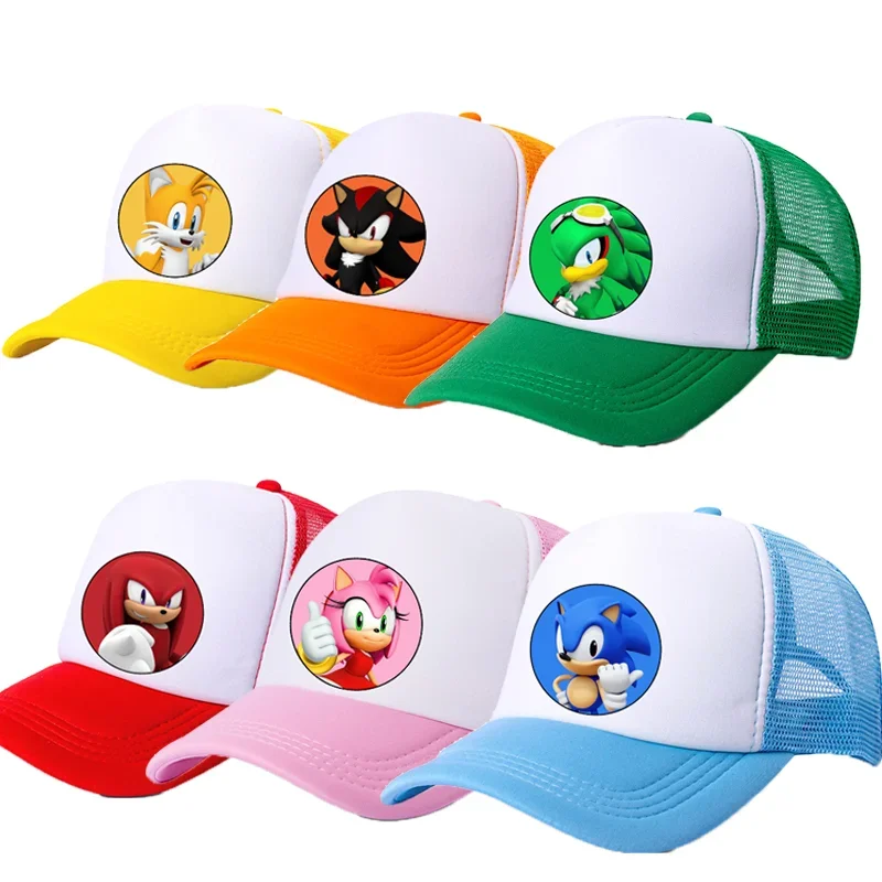 Sonics-sombreros de béisbol de poliéster para niños y niñas, gorro ajustable, gorra informal Universal, sombrero de conductor de camión, artículos periféricos de acción de dibujos animados