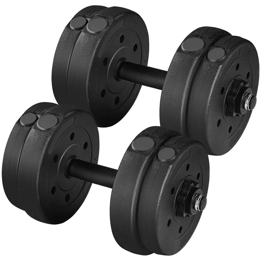 

Home gym use, black coated steel, 33 lb adjustable dumbbell set with space-saving design and ergonomic grip