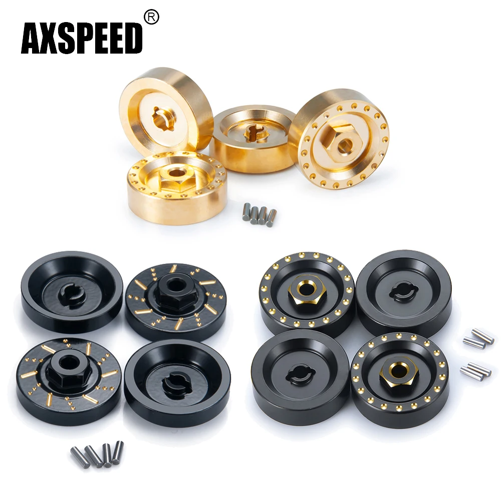 AXSPEED 4 Stück Messing Achse Rad Sechskantadapter Ausgleichsgewicht für Axial SCX24 Deadbolt C10 Gladiator Bronco Wrangler 1/24 RC Auto