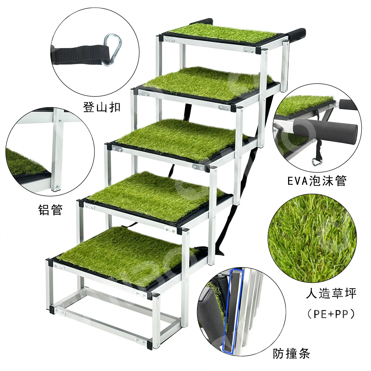 

High Load-bearing Aluminium Portable Pets Dog Car Ladders Outdoor Nonslip Dog Ramp Stairs Folding