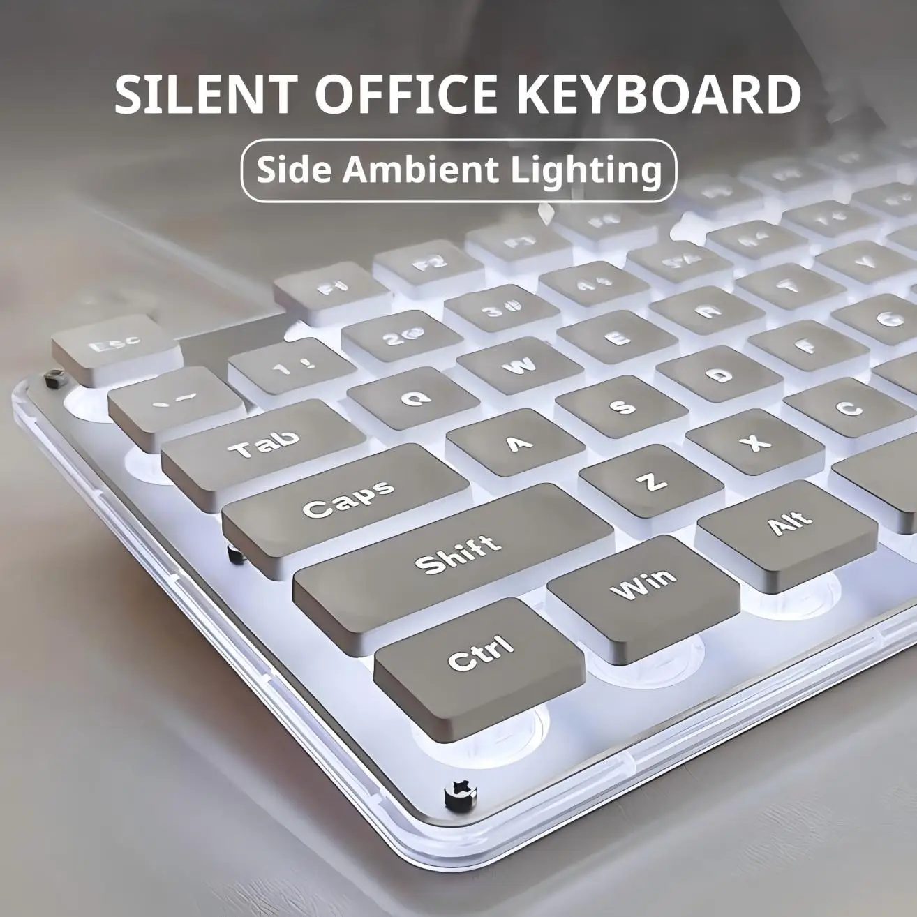 EWEADN V3 Mechanical feel wireless and BT Keyboard, 104 Keys Full Size, quiet Keyboards light up, for office and gaming, iPad