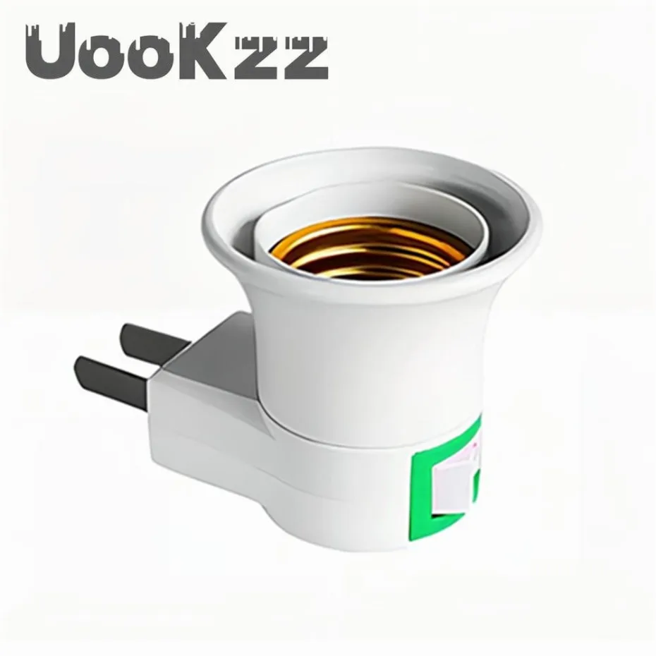 UooKzz E27 LED Light Male Sochet Base Type To AC Power 220V EU Plug Lamp Holder Bulb Adapter Converter With ON OFF Button Switch