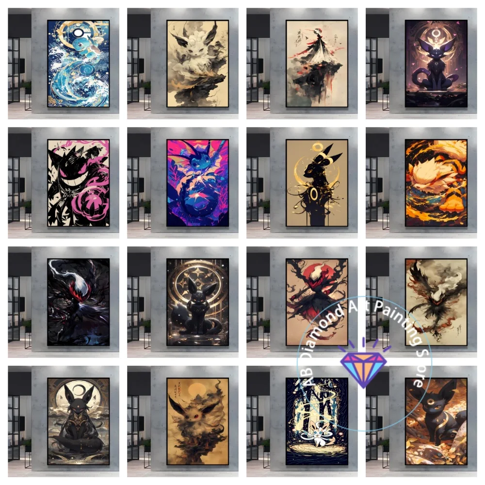 

Pokemon Gengar Square Round AB Diamond Painting Kit 5D DIY Diamond Embroidery Cross Stitch Handmade Art Crafts Home Decor Gift