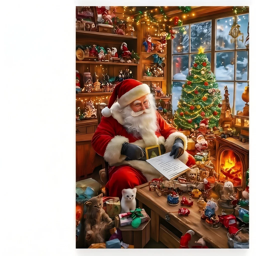 Magical Christmas Jigsaw Puzzle 500/1000/1200/2000pcs - Santa, Snowy Tree & Train Art for Adults & Kids Holiday Decor