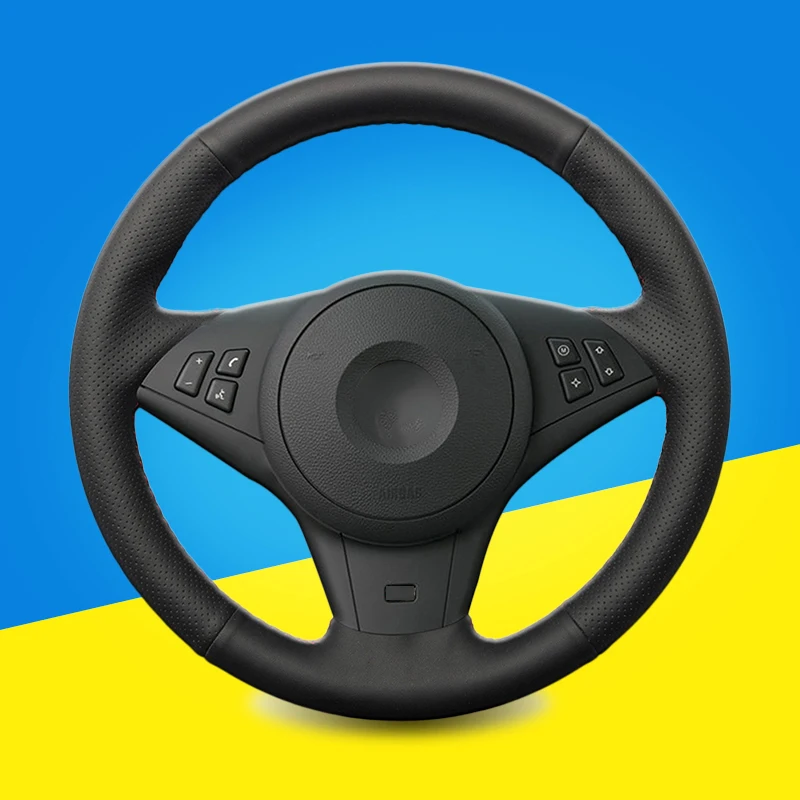 

Custom Car Steering Wheel Cover for BMW 530i E60 E63 E64 635D Hand Sewing Interior Accessories Auto Braid Steering Wheel Cover