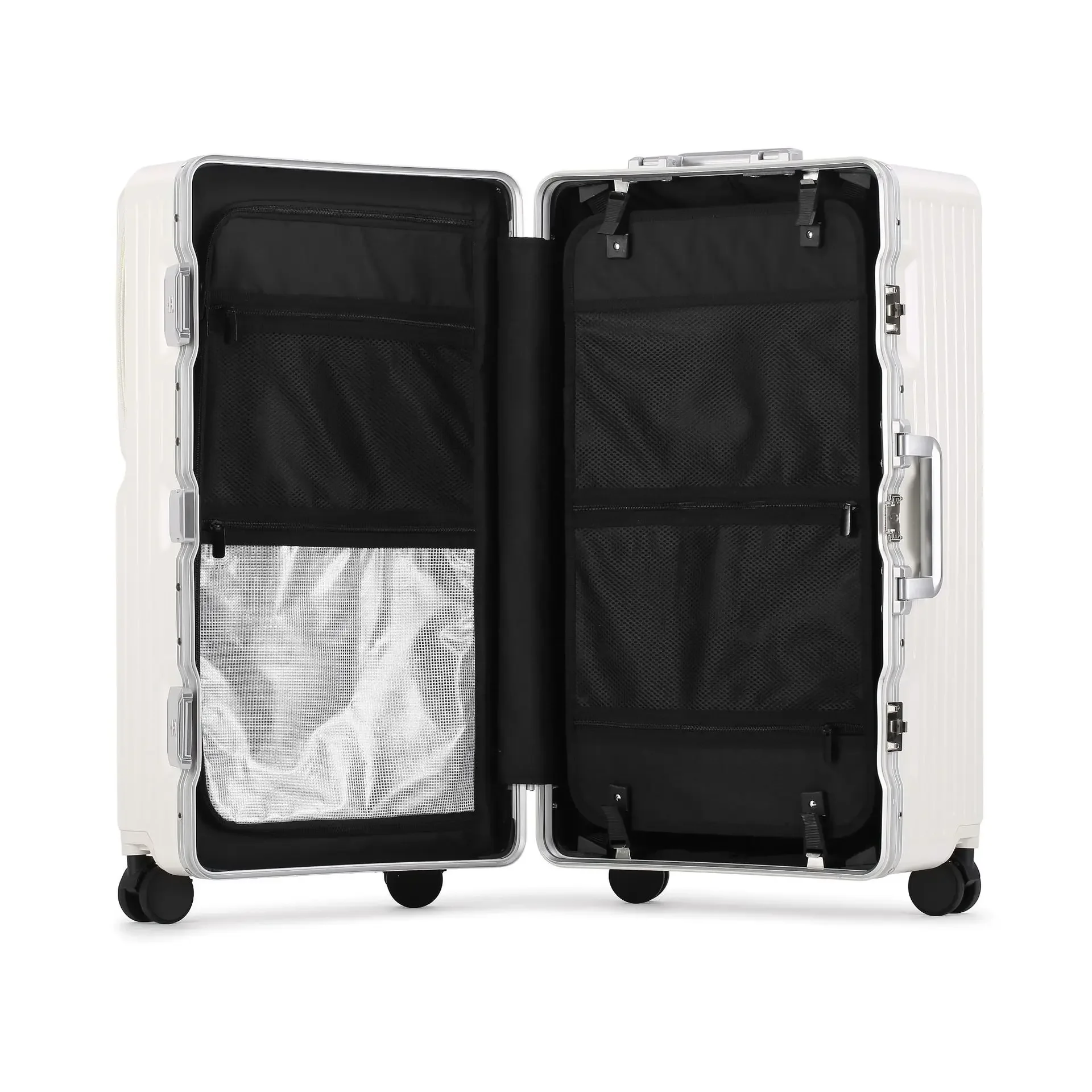 Grote capaciteit 26 28 30 32 inch reiskoffer rolbagage aluminium frame koffer trolley koffer met bekerhouder reistas