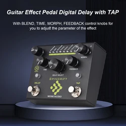 MOSKYAudio Guitar Effect Pedal Digital Delay with TAP Dual Footswitch Delay Pedal Guitar Pedal with 8-Mode Delay for Guitar Bass