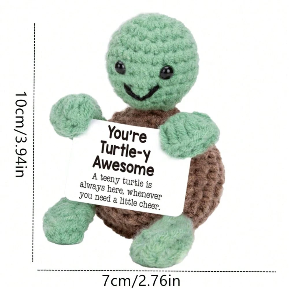 هدية عيد ميلاد صغيرة ممتعة على شكل سلحفاة، مناسبة للرجال والنساء لعيد الميلاد، أدوات ملهمة لطيفة على شكل حيوانات صغيرة، زينة سلحفاة كروشيه إيجابية عاطفية مصنوعة يدويًا، هدية حشو تخزين عيد الميلاد #4
