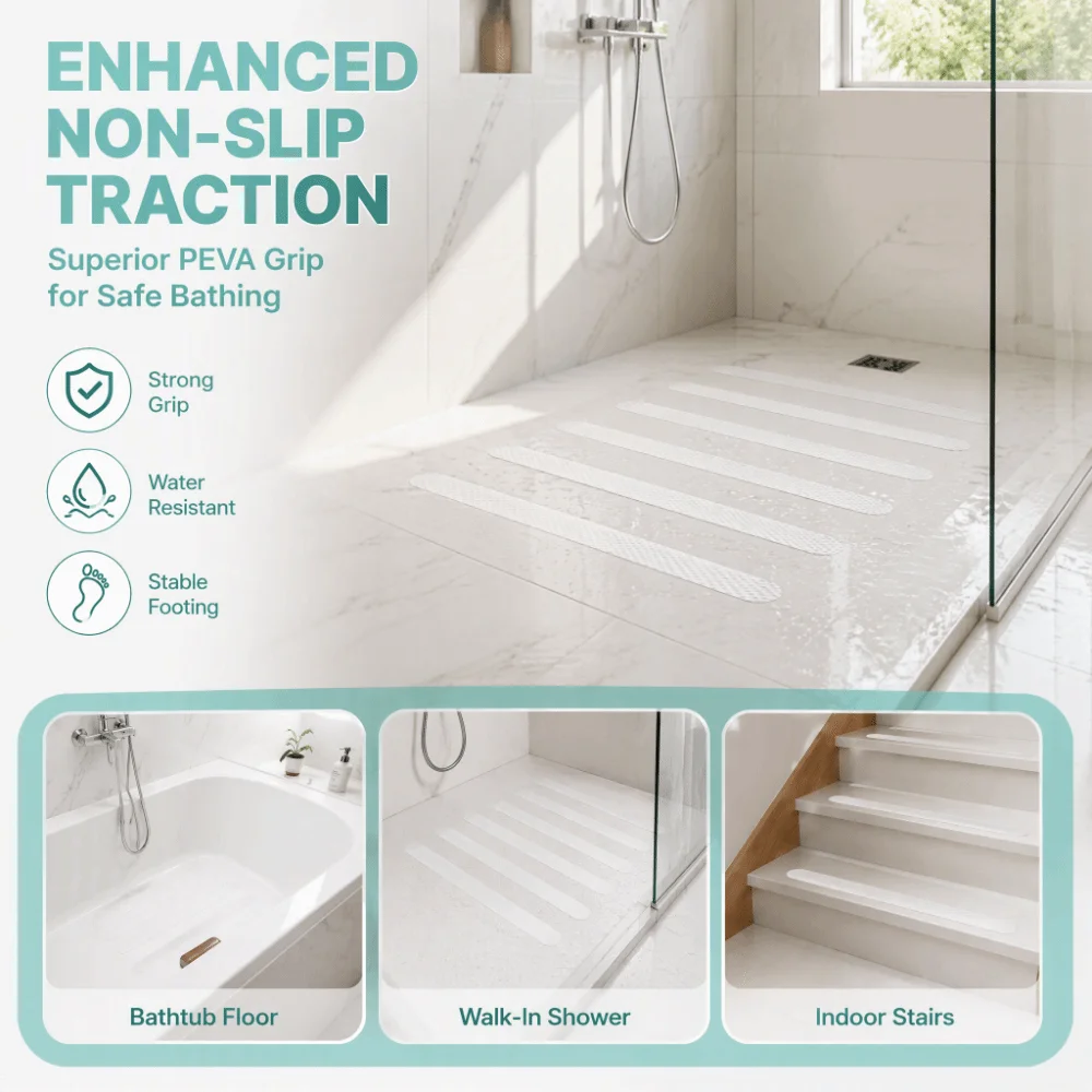Practical PEVA Non Slip Strip Transparent Self Adhesive Anti Slip Sticker Waterproof Easy to Use Bathtub Sticker Shower Stairs