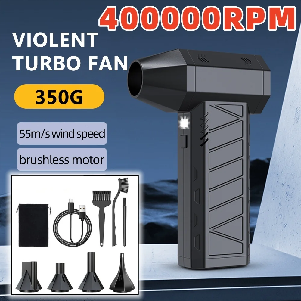 

Mini Turbo Jet Fan Electric Air Duster Powerful Air Blower with 3 Gear Adjustable 400000RPM Wind Speed 55m/s Car Cleaning Tools