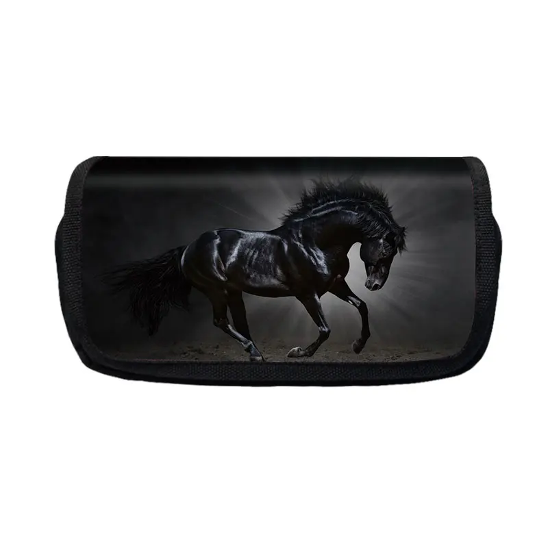 Galloping Horse Print  Large Capacity Cute Animal Pencil Box School Supplies Pencils Bag Pouch Stationery Gift