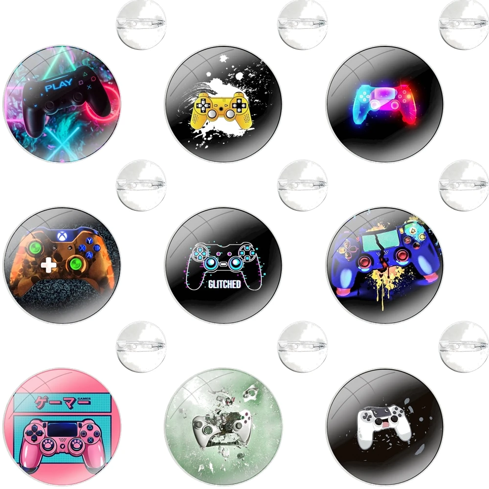 Game Over Gaming Gamer Controller Pins Badge Metal Brooches For Clothes Backpack Decoration gift