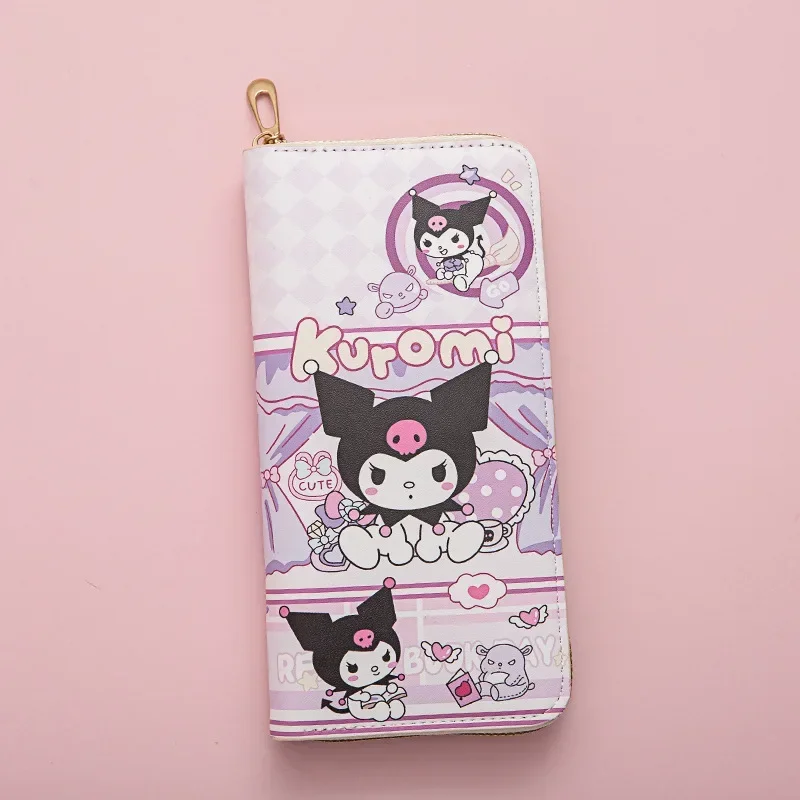 MINISO Kuromi Serie Bedruckte Damen Geldbörse Anime Lange Reißverschluss Geldbörse Große Kapazität Münztüte Cartoon Multi Kartensteckplatz Mädchen Geschenk