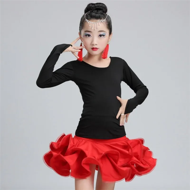 New children's Latin dance suit long sleeved girls' practice clothes children's Latin dance skirt tassel dress ropa mujer