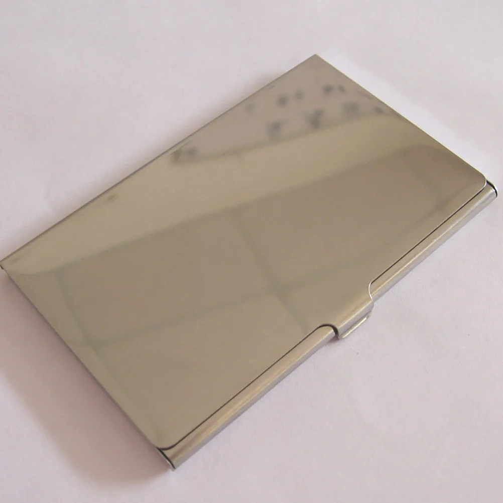 1pc Metal Business Card Holder Stainless Steel Slim Case For Credit Cards Name Cards Portable Organizer Desktop Storage