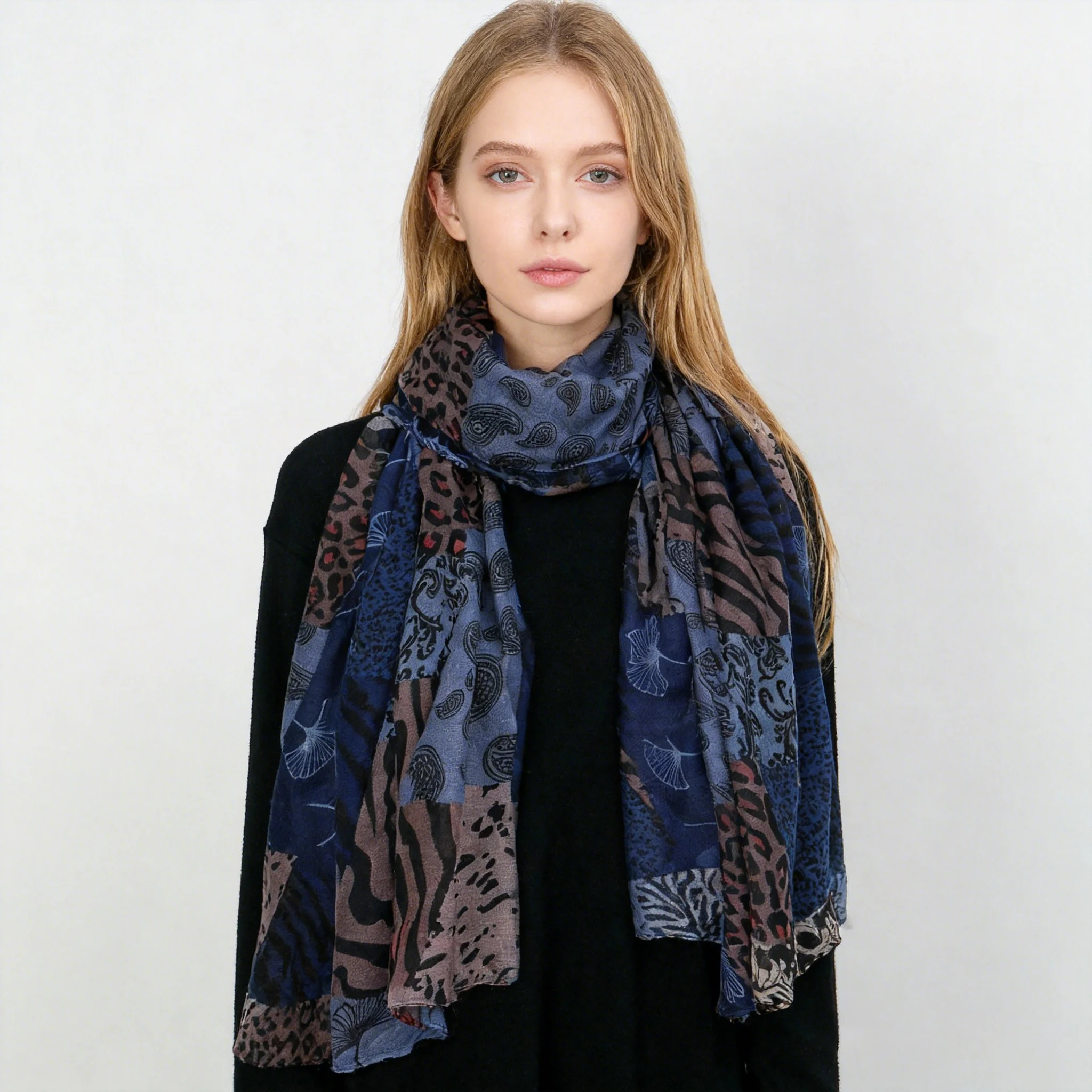 

Новый Ретро леопардовый принт шаль шарф цветочный модный лоскутный вискозный женский принт мягкая вуаль вентилируемая накидка богемный 180*85 см