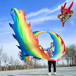 6/8/10 Meters Adults Rainbow Ribbon Dragon Dance Set Colorful Carnival Party Stage Performance Products Easy Square Dance