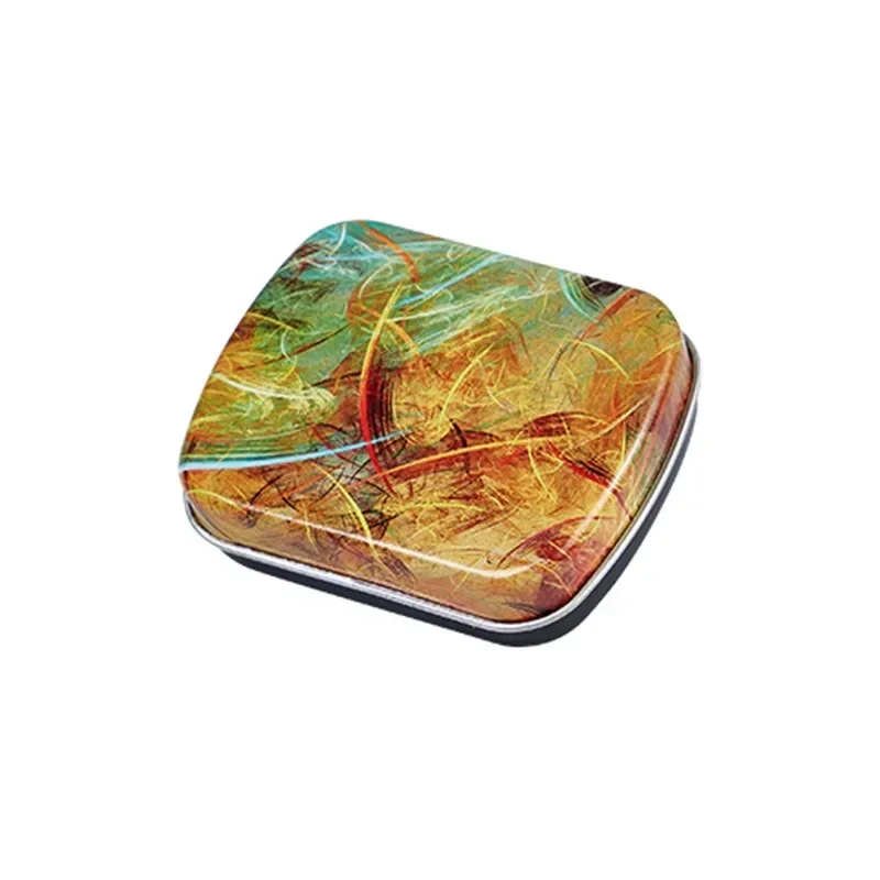 Floral Pattern Mini Storage Box for Candy and Pill Cute Square Tin Small Box with Cover Lid High Quality Jewelry Tinplate Can